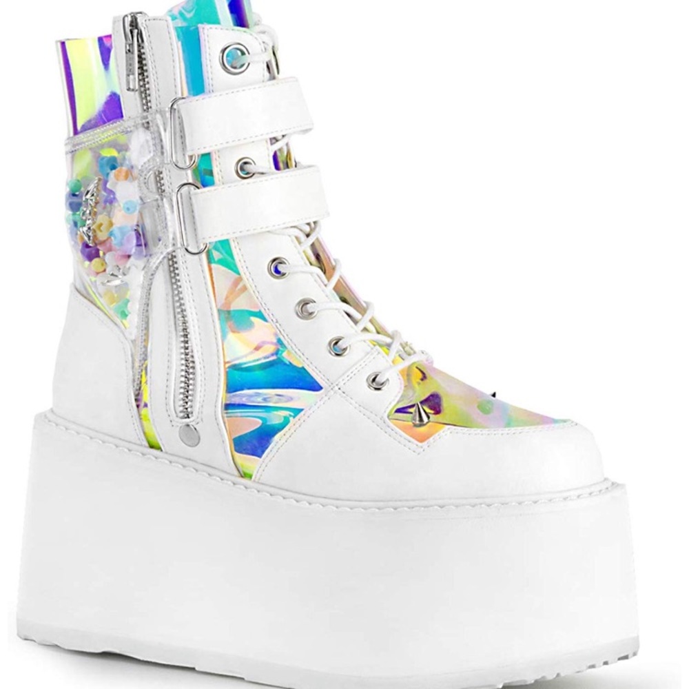 Demonia Iridescent Ankle High Boots